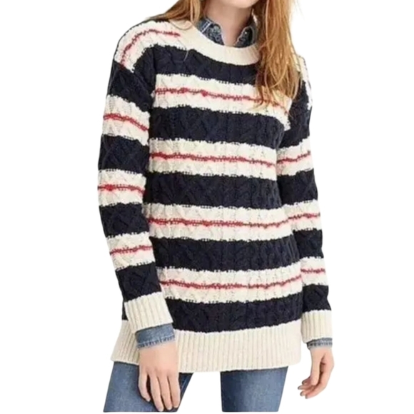 J. Crew Long Striped Wool Sweater Size Small - Picture 1 of 5
